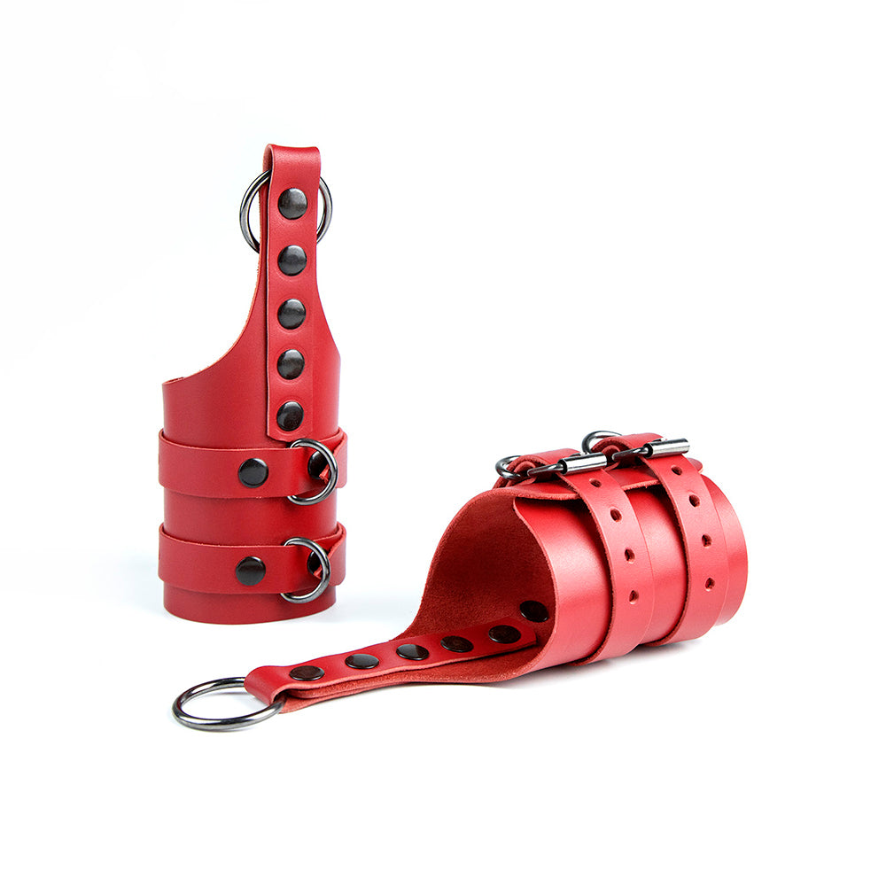 Leather BDSM suspension cuffs