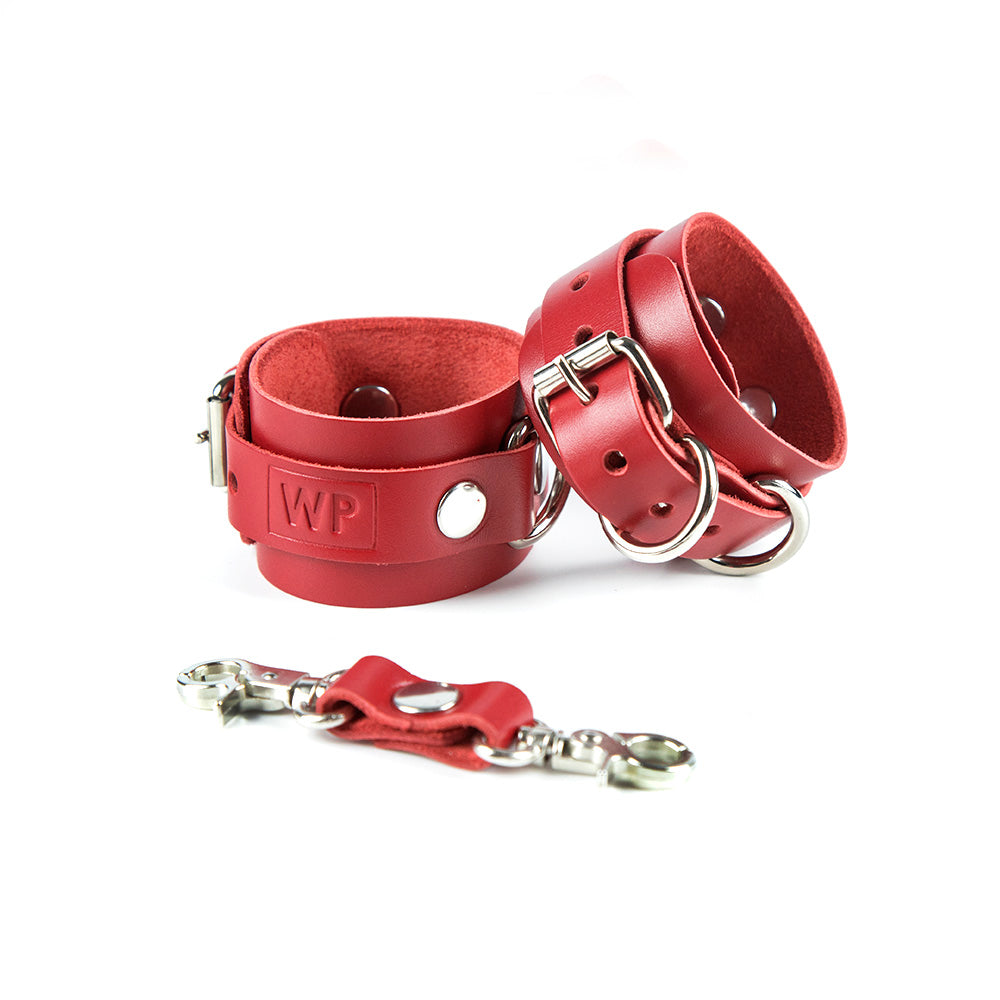 Red leather bondage cuffs