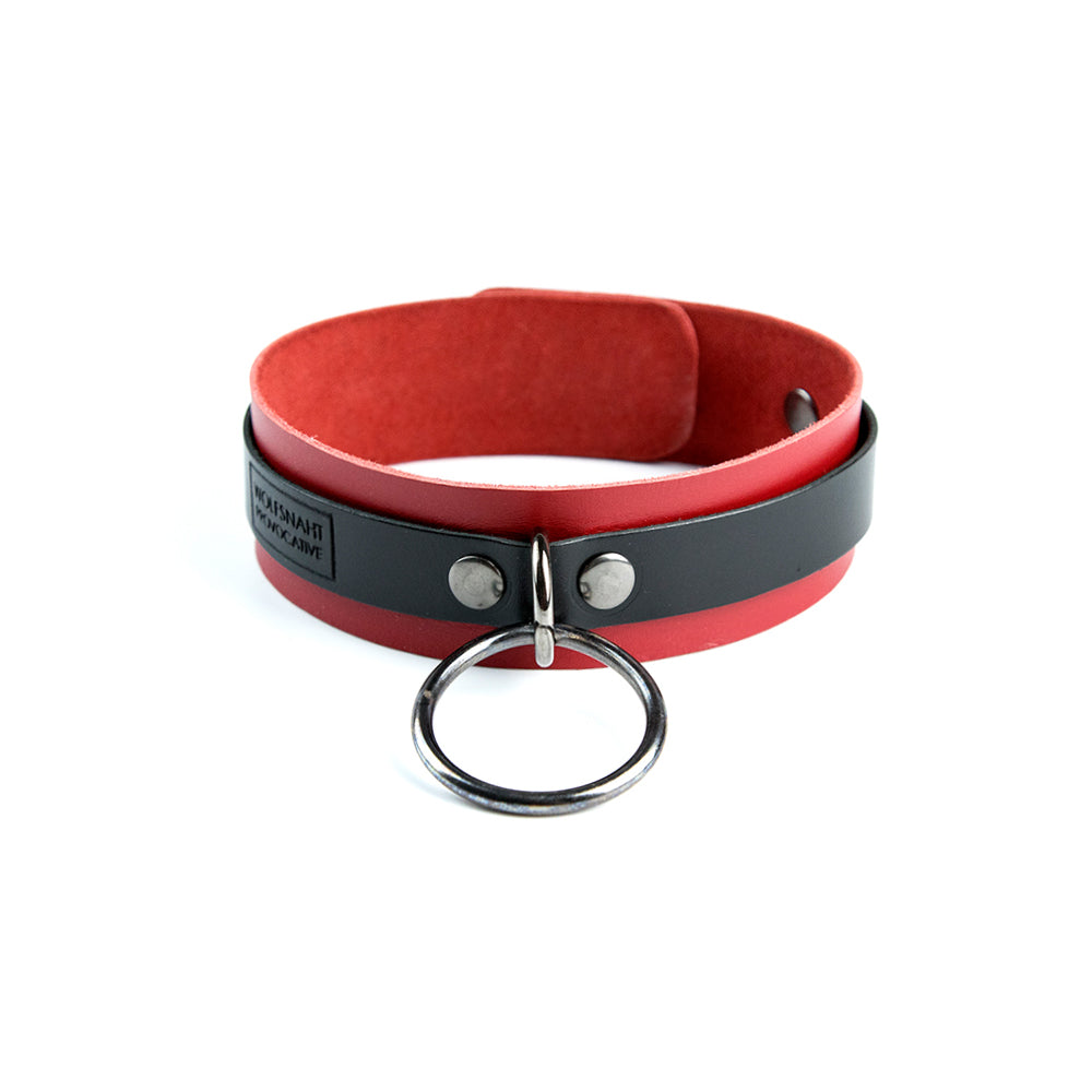 Red and Black bondage collar