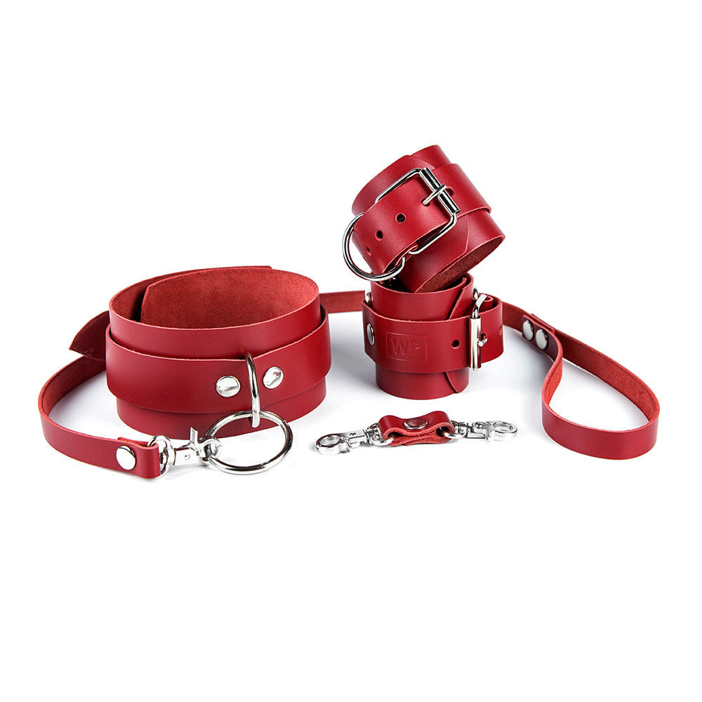 red leather bondage set